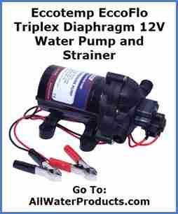 Eccotemp EccoFlo Triplex Diaphragm 12V Water Pump and Strainer. AllWaterProducts.com