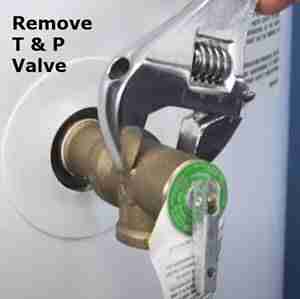 Remove water heater T & P Valve. AllWaterProducts.com