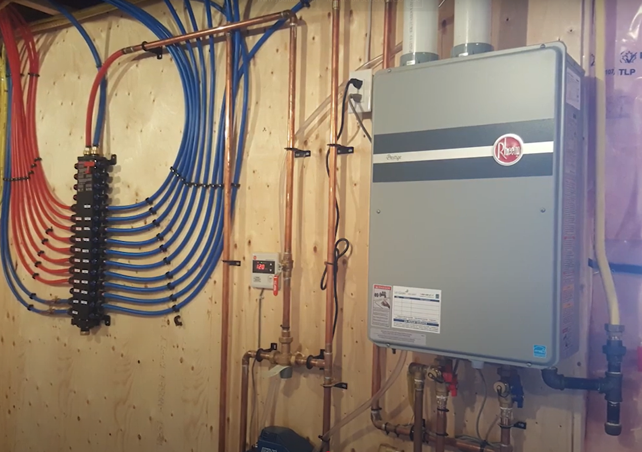 A brand new tankless water heater installation.