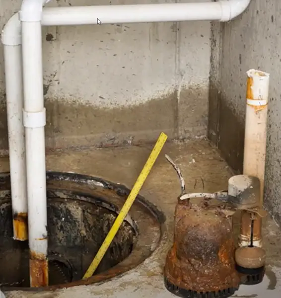 The amount of rust on this pump is one of the signs of sump pump failure.